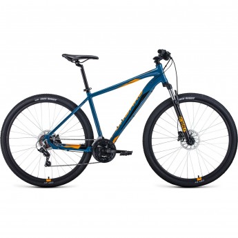 Велосипед FORWARD APACHE 29 3.0 disc, рама 17", 2020-2021, бирюзовый/оранжевый