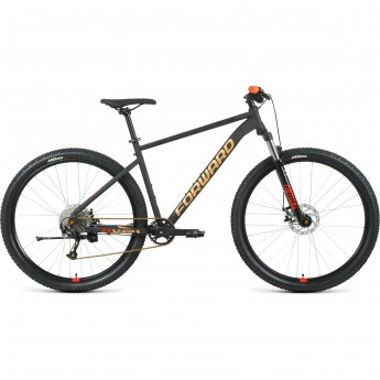 Велосипед FORWARD SPORTING 29 XX (2021) черный матовый/золотой с рамой 17"