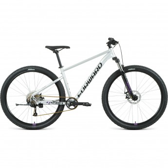Велосипед FORWARD SPORTING 29 XX D (2022) серебристый/фиолетовый с рамой 21"